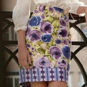 Anthropologie Yoana Baraschi Happenstance Pencil Skirt Size 4 Floral Lined EUC